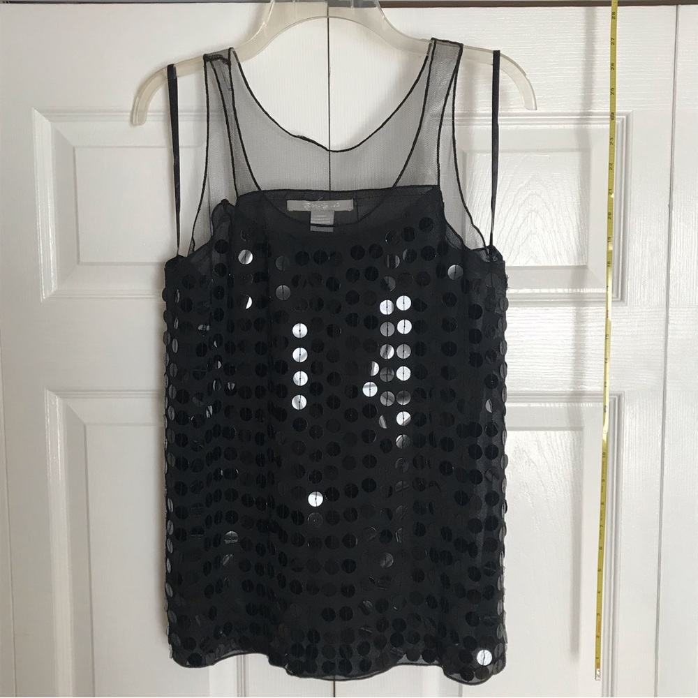 EUC Sans Souci Sleeveless Black Top/ Large/ Flashy front design/ Dry Clean Only